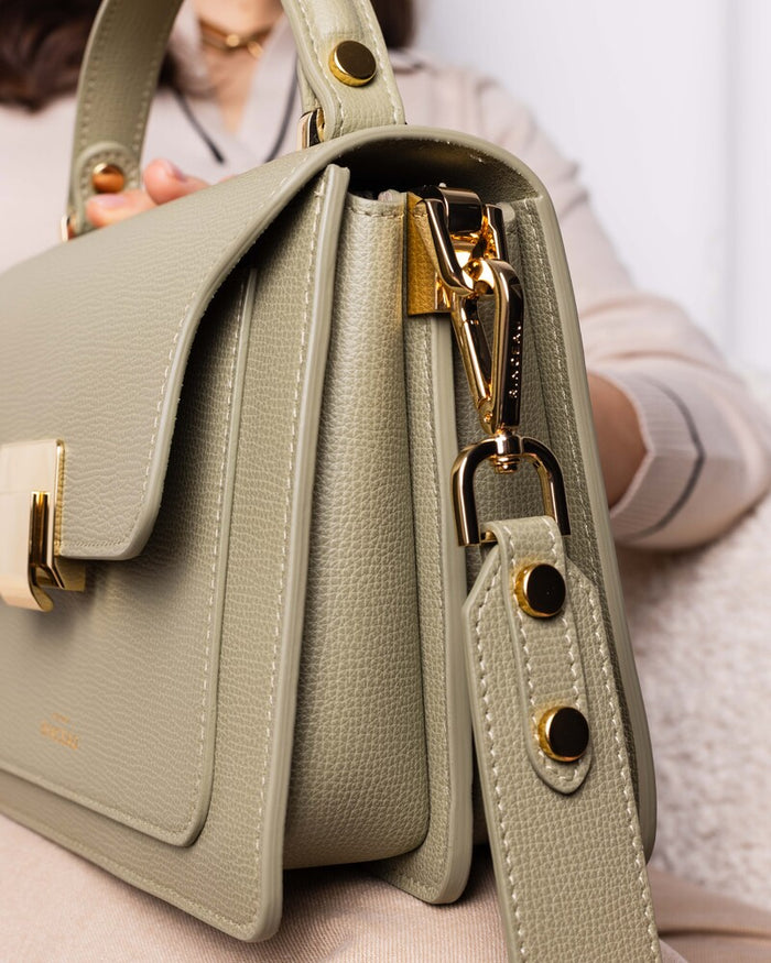 MAISON RINCEAU | Le Petit Apollon Olive Grainé - Leather shoulder bag