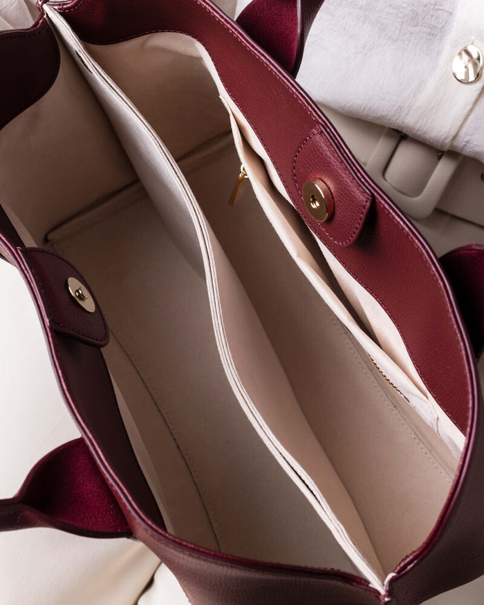 Maison Rinceau MAISON RINCEAU | Le Grand Rosa Bordeaux Grainé - Leather shoulder bag