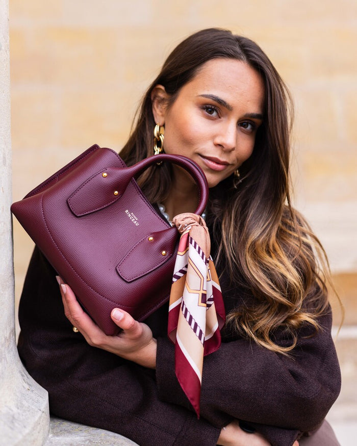 MAISON RINCEAU | Le Mini Rosa Bordeaux Grainé - Leather shoulder bag